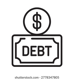 Financial debt concept a dollar sign atop a debt labeled bill