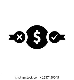 Financial decision making icon on white background