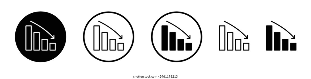 Financial Decline Icon Set. Downward Economic Trend Symbol. Market Crash Representation. Profit Loss Graph Emblem.
