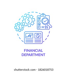 Financial department blue gradient concept icon. Commercial plan for company. Business development. Product management idea thin line illustration. Vector isolated outline RGB color drawing