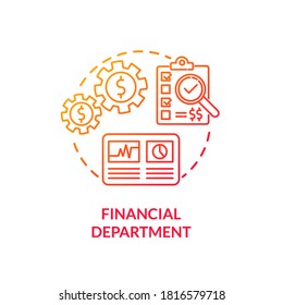 Financial department red gradient concept icon. Commercial plan for company. Business development. Product management idea thin line illustration. Vector isolated outline RGB color drawing