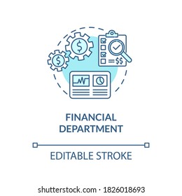 Financial department turquoise concept icon. Commercial plan. Business development. Product management idea thin line illustration. Vector isolated outline RGB color drawing. Editable stroke