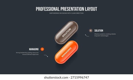 Plantilla de marco de infografía de 2 pasos de desarrollo financiero. Previsión de Empresa Diseño de presentación de diagrama de dos elementos. Ilustración vectorial de diseño de presentación de diapositivas de estrategia Corporativa.