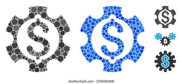 Financial development composition of round dots in variable sizes and shades, based on financial development icon. Vector round dots are combined into blue composition.