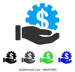 Financial Development Gear Hand flat vector pictograph. Colored financial development gear hand gray, black, blue, green pictogram variants. Flat icon style for web design.