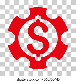 Financial Development Gear icon. Vector illustration style is flat iconic symbol, red color, transparent background. Designed for web and software interfaces.