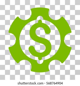 Financial Development Gear icon. Vector illustration style is flat iconic symbol, eco green color, transparent background. Designed for web and software interfaces.