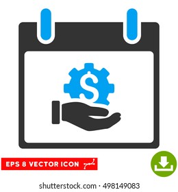 Financial Development Hand Calendar Day icon. Vector EPS illustration style is flat iconic bicolor symbol, blue and gray colors.