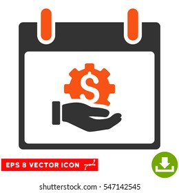 Financial Development Hand Calendar Day icon. Vector EPS illustration style is flat iconic bicolor symbol, orange and gray colors.