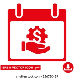 Financial Development Hand Calendar Day icon. Vector EPS illustration style is flat iconic symbol, red color.