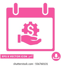 Financial Development Hand Calendar Day icon. Vector EPS illustration style is flat iconic symbol, pink color.