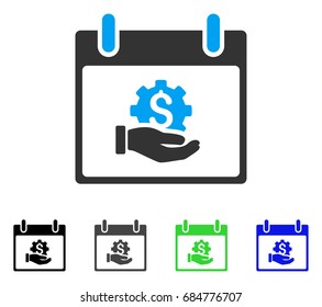 Financial Development Hand Calendar Day flat vector illustration. Colored financial development hand calendar day gray, black, blue, green pictogram variants. Flat icon style for application design.