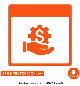Financial Development Hand Calendar Page icon. Vector EPS illustration style is flat iconic symbol, orange color.