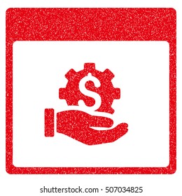 Financial Development Hand Calendar Page grainy textured icon for overlay watermark stamps. Flat symbol with dust texture.