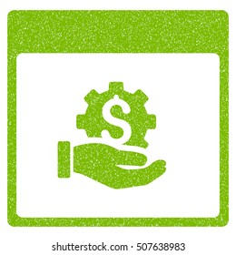 Financial Development Hand Calendar Page grainy textured icon for overlay watermark stamps. Flat symbol with scratched texture.