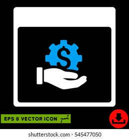 Financial Development Hand Calendar Page icon. Vector EPS illustration style is flat iconic bicolor symbol, blue and white colors.