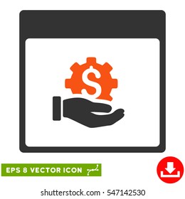 Financial Development Hand Calendar Page icon. Vector EPS illustration style is flat iconic bicolor symbol, orange and gray colors.