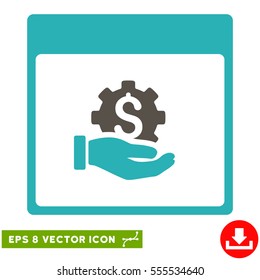 Financial Development Hand Calendar Page icon. Vector EPS illustration style is flat iconic bicolor symbol, grey and cyan colors.