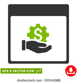 Financial Development Hand Calendar Page icon. Vector EPS illustration style is flat iconic bicolor symbol, eco green and gray colors.