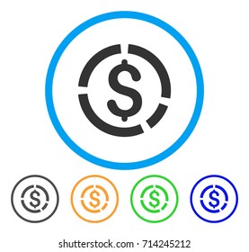 Financial Diagram icon. Vector illustration style is a flat iconic financial diagram grey rounded symbol inside light blue circle with black, green, blue, yellow color versions.
