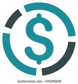 Financial Diagram icon. Vector style is bicolor flat iconic symbol with rounded angles, soft blue colors, white background.