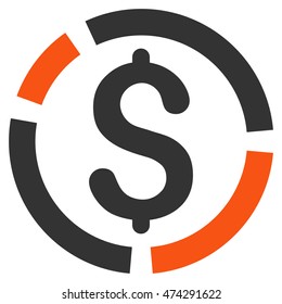 Financial Diagram icon. Vector style is bicolor flat iconic symbol with rounded angles, orange and gray colors, white background.