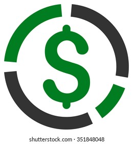 Financial Diagram vector icon. Style is bicolor flat symbol, green and gray colors, rounded angles, white background.