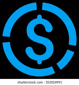 Financial Diagram vector icon. Style is flat symbol, blue color, rounded angles, black background.