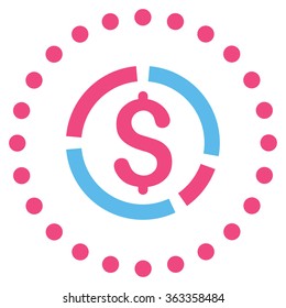 Financial Diagram vector icon. Style is bicolor flat circled symbol, pink and blue colors, rounded angles, white background.