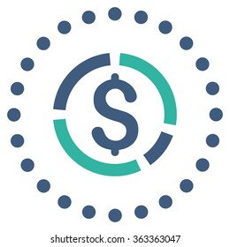 Financial Diagram vector icon. Style is bicolor flat circled symbol, cobalt and cyan colors, rounded angles, white background.
