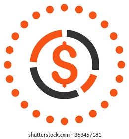 Financial Diagram vector icon. Style is bicolor flat circled symbol, orange and gray colors, rounded angles, white background.