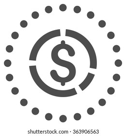 Financial Diagram vector icon. Style is flat circled symbol, gray color, rounded angles, white background.