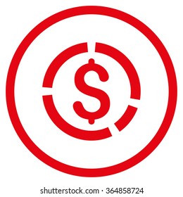 Financial Diagram vector icon. Style is flat circled symbol, red color, rounded angles, white background.