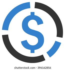 Financial Diagram vector icon. Style is flat symbol, cobalt color, white background.