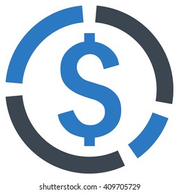 Financial Diagram vector icon. Style is bicolor flat symbol, smooth blue colors, white background.