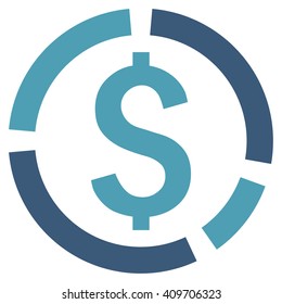 Financial Diagram vector icon. Style is bicolor flat symbol, cyan and blue colors, white background.