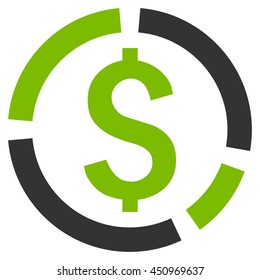 Financial Diagram vector icon. Style is bicolor flat symbol, eco green and gray colors, white background.