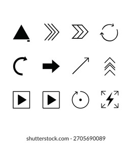 Symbole für die finanzielle Ausrichtung und Kontrolle (Abspielen, Vorwärts, Aktualisieren, Wachstum)