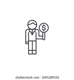 Financial director linear icon concept. Financial director line vector sign, symbol, illustration.