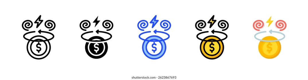 Financial Disarray Icon Collection With Multiple Styles