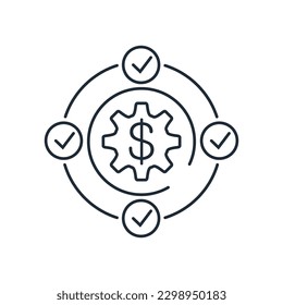 finanzielle Verteilung. Verteilungsfinanzmechanismus.Lineares Vektorsymbol einzeln auf weißem Hintergrund.