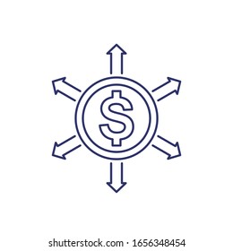 Financial diversification, diversified capital line icon