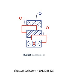 Financial Diversification, Finance Investment, Budget Planning, Investment Portfolio, Money Consolidation Concept, Vector Mono Line Icon