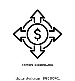 Financial diversification icon. Outline style. Isolated on white background.