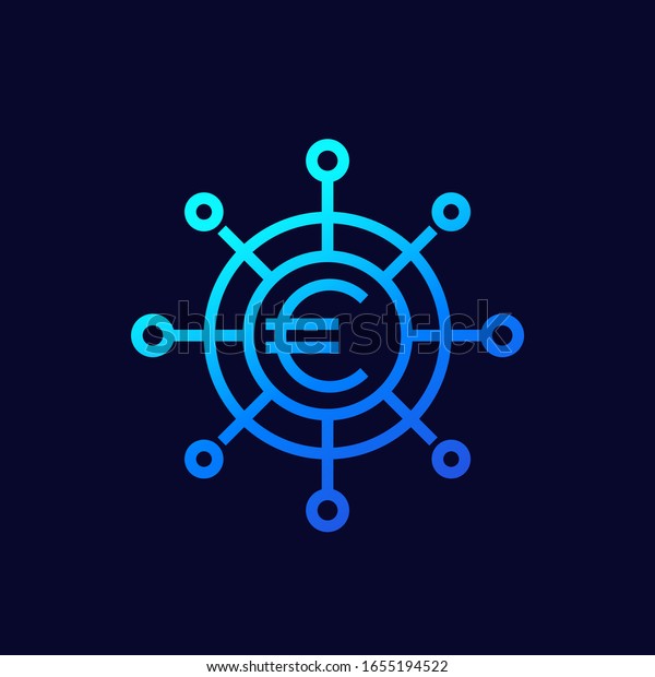 Financial\
diversification line vector icon with\
euro