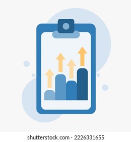 Financial document with arrows going up. Concept of fast growth and boost. Vector illustration