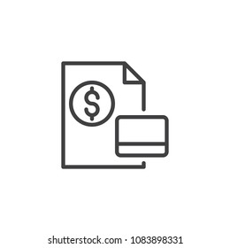 Financial document and credit card outline icon. linear style sign for mobile concept and web design. Banking simple line vector icon. Symbol, logo illustration. Pixel perfect vector graphics