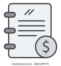A financial document with a dollar sign icon on a binder, symbolizing money and finance