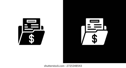 Un documento financiero con un signo de dólar está dentro de la carpeta. El elemento de icono simple está en un fondo transparente y es ideal para cualquier negocio.