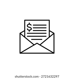 Documento Financiero En Sobre Con Signo De Dólar Icono Delgado
